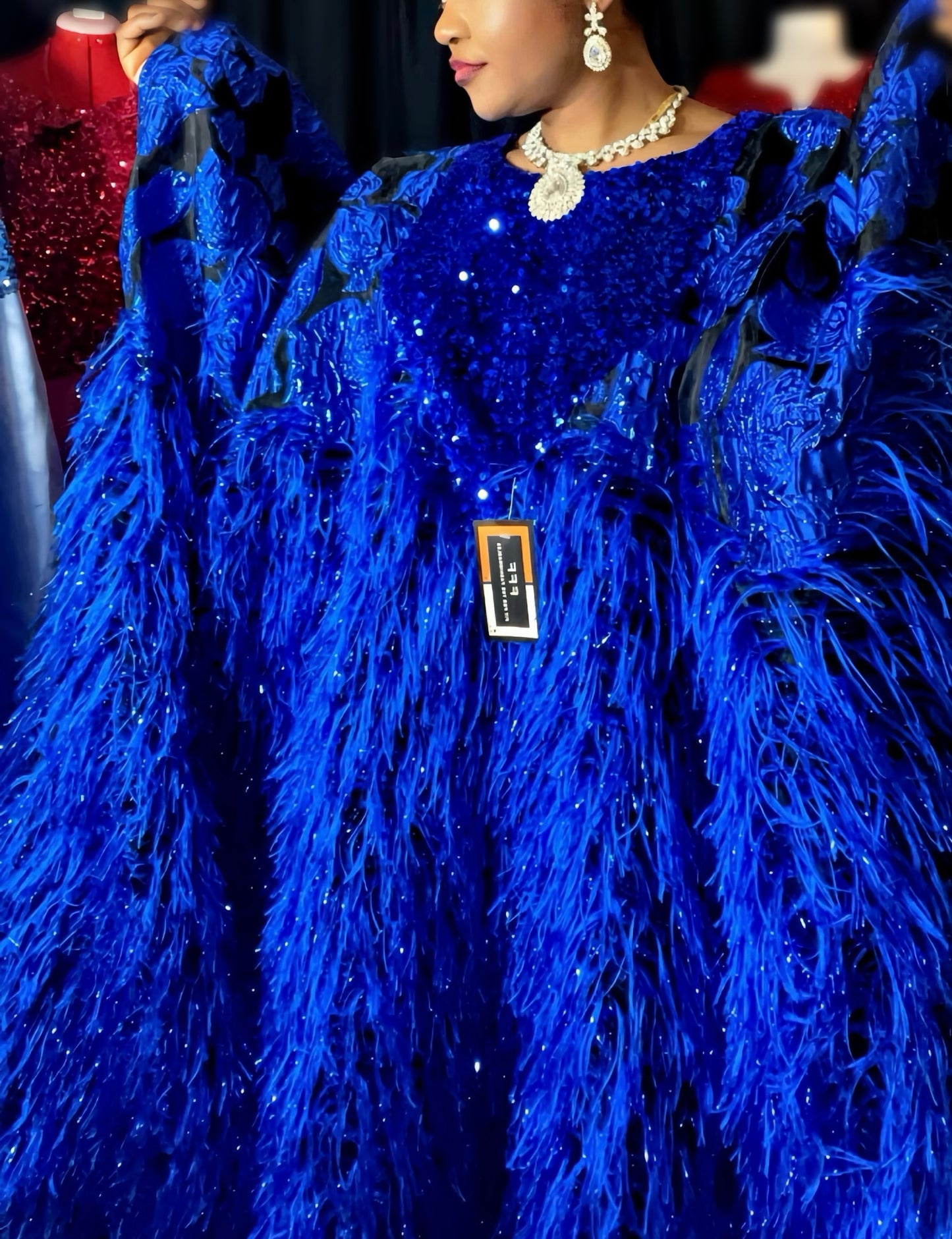 Luxe Fluff: Modesty Royalty Boubou kaftan - Royal Blue