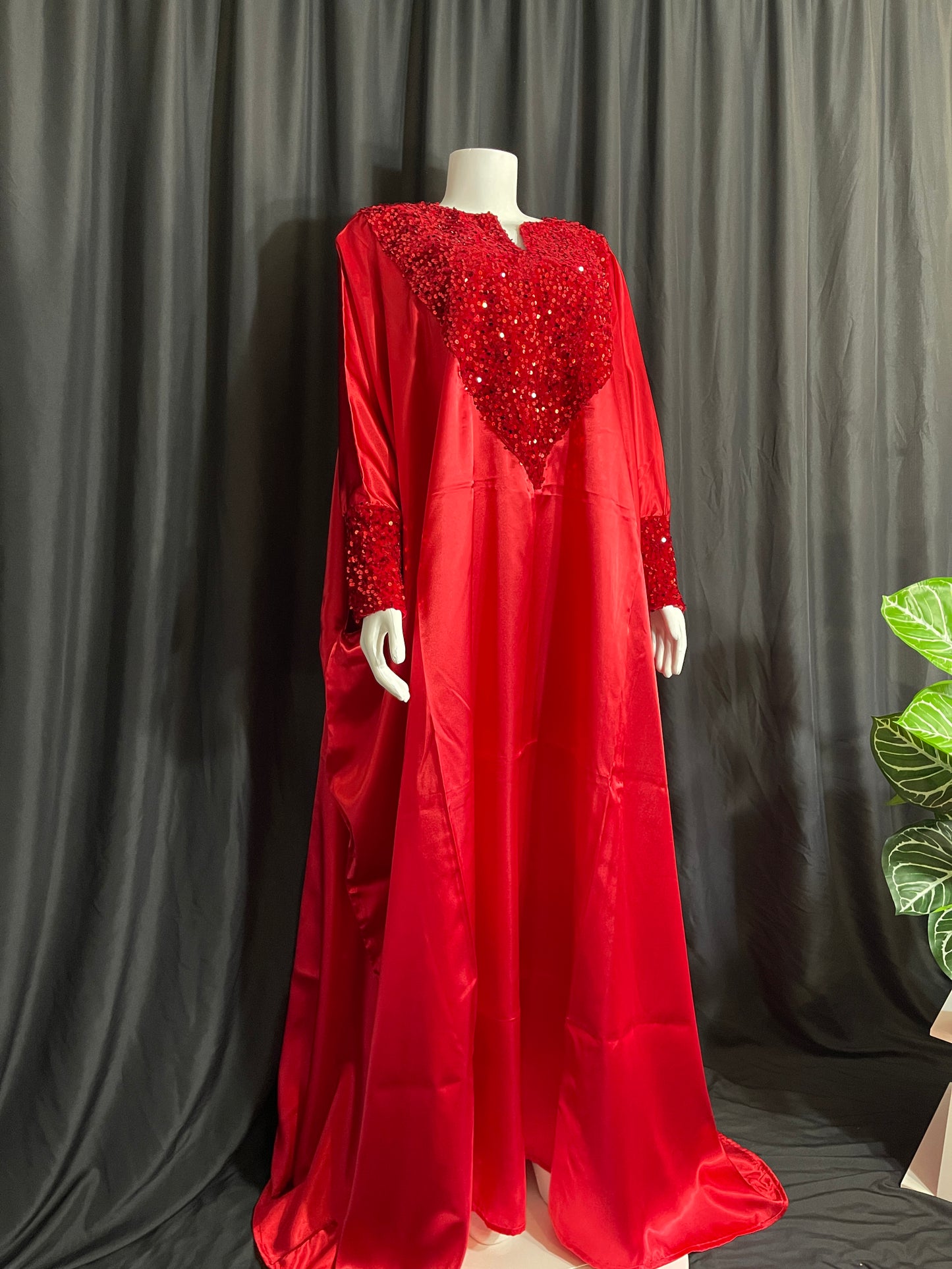 Luxury Silky Boubou Kaftan - Majestic Red
