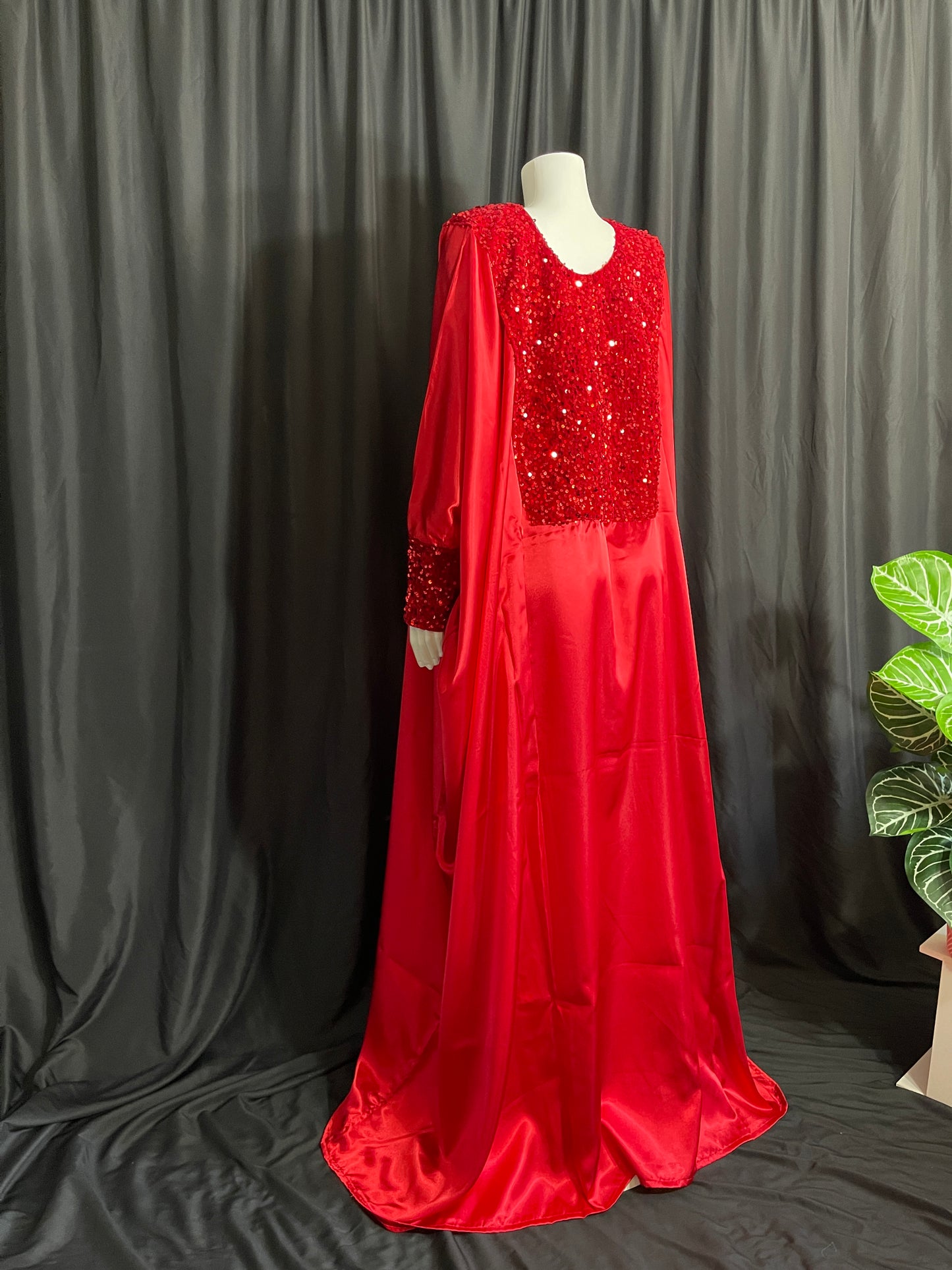 Luxury Silky Boubou Kaftan - Majestic Red