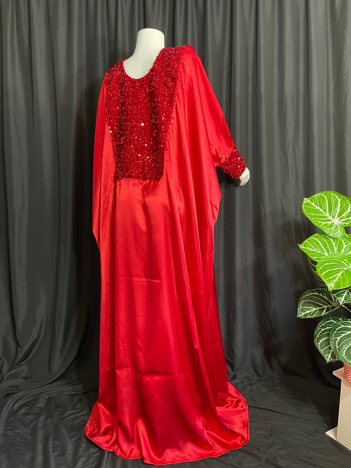 Luxury Silky Boubou Kaftan - Majestic Red