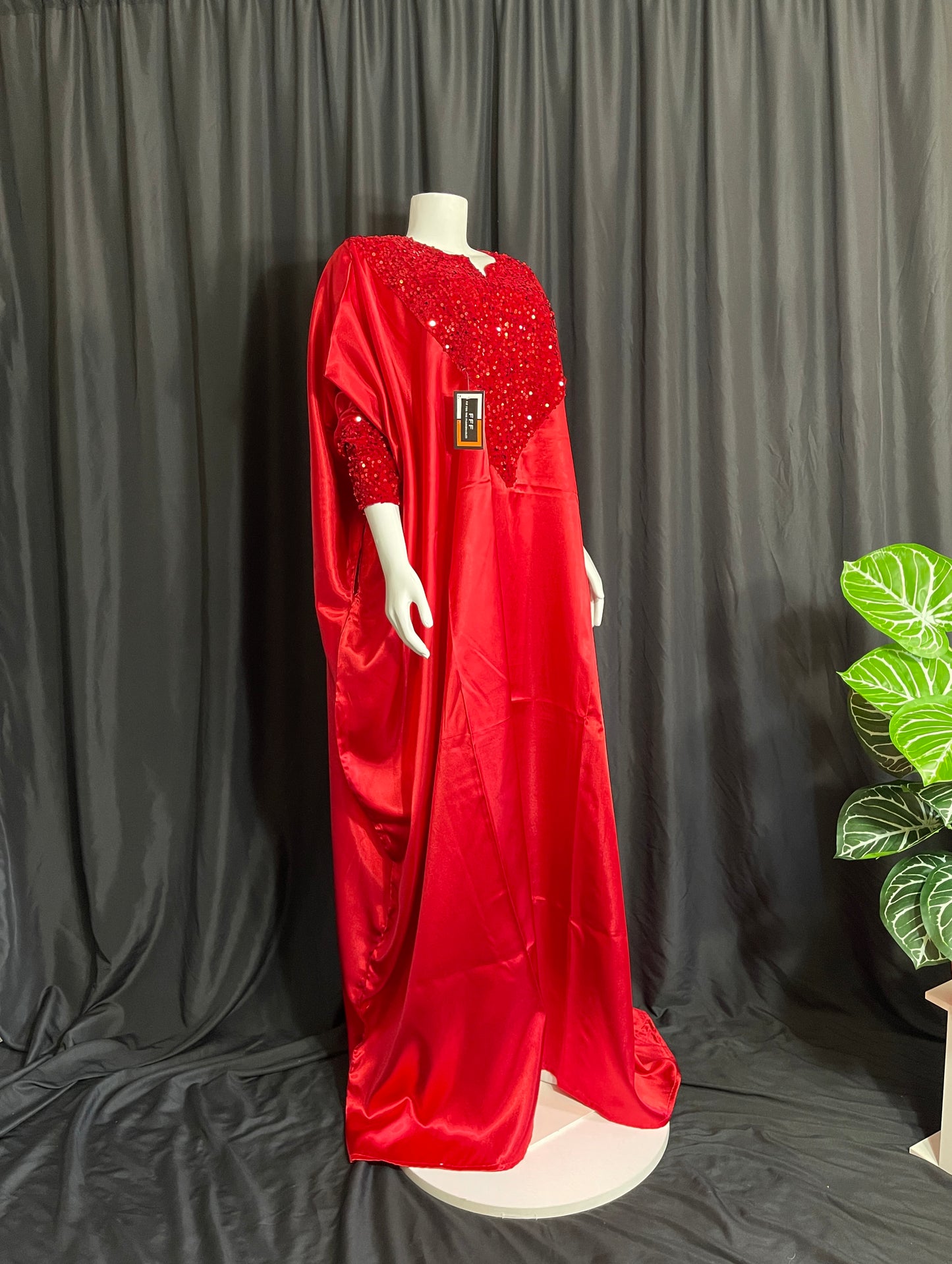 Luxury Silky Boubou Kaftan - Majestic Red