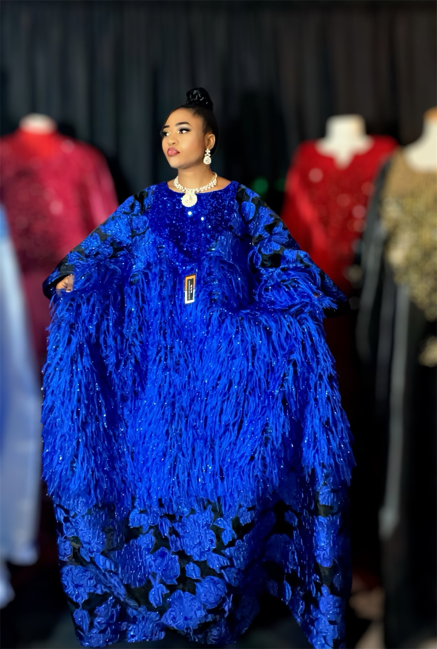 Luxe Fluff: Modesty Royalty Boubou kaftan - Royal Blue