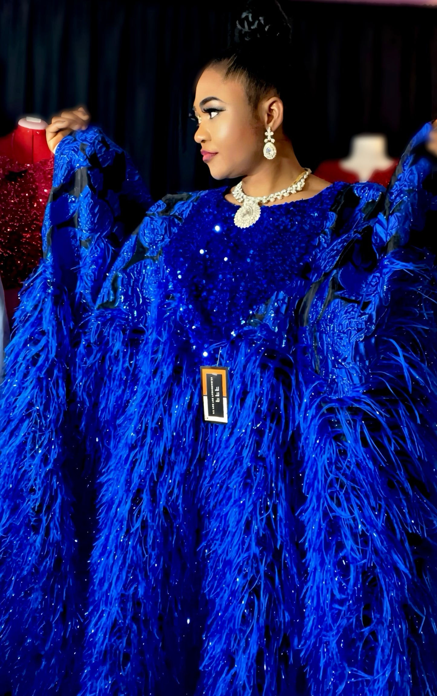 Luxe Fluff Royalty Boubou kaftan - Royal Blue