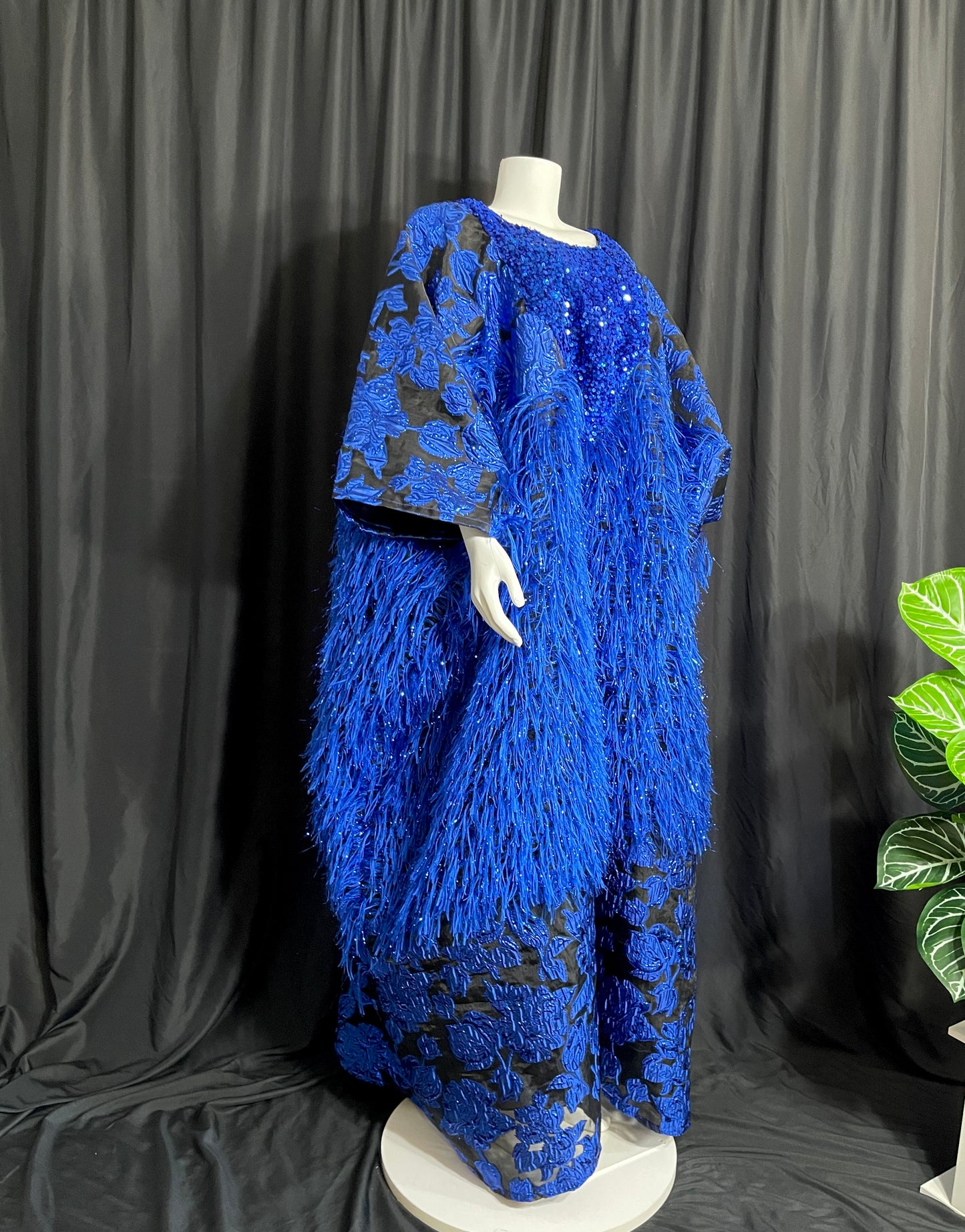 Luxe Fluff Royalty Boubou kaftan - Royal Blue