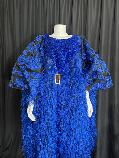 Luxe Fluff Royalty Boubou kaftan - Royal Blue