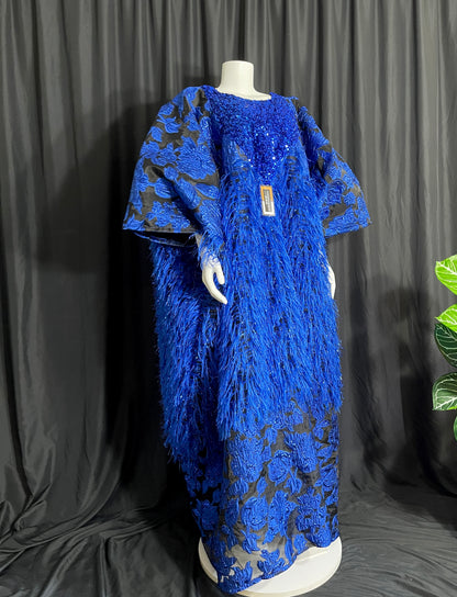 Luxe Fluff Royalty Boubou kaftan - Royal Blue