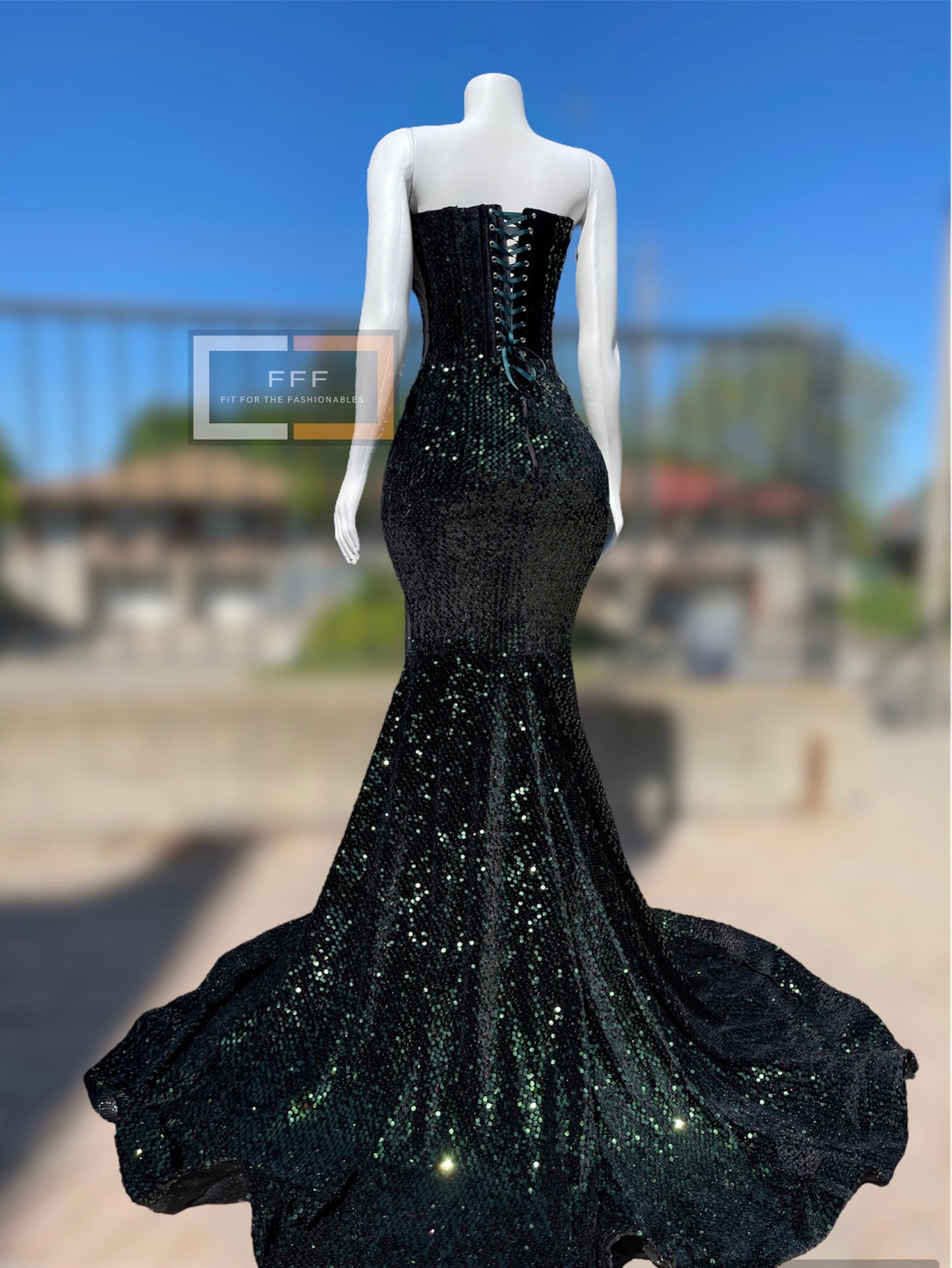 Corset Bodice Sequin Prom Dress