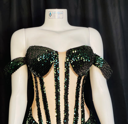 Corset Bodice Sequin Prom Dress