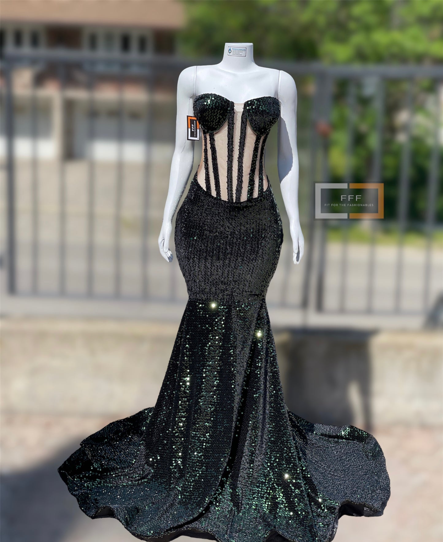 Corset Bodice Sequin Prom Dress