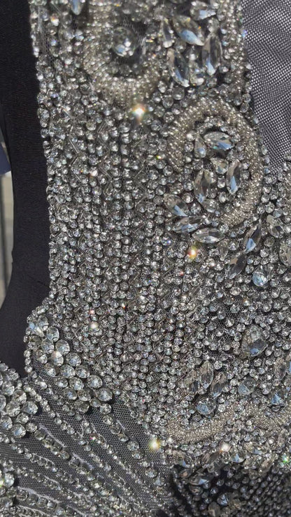 Black Mermaid Crystal Rhinestone Dress